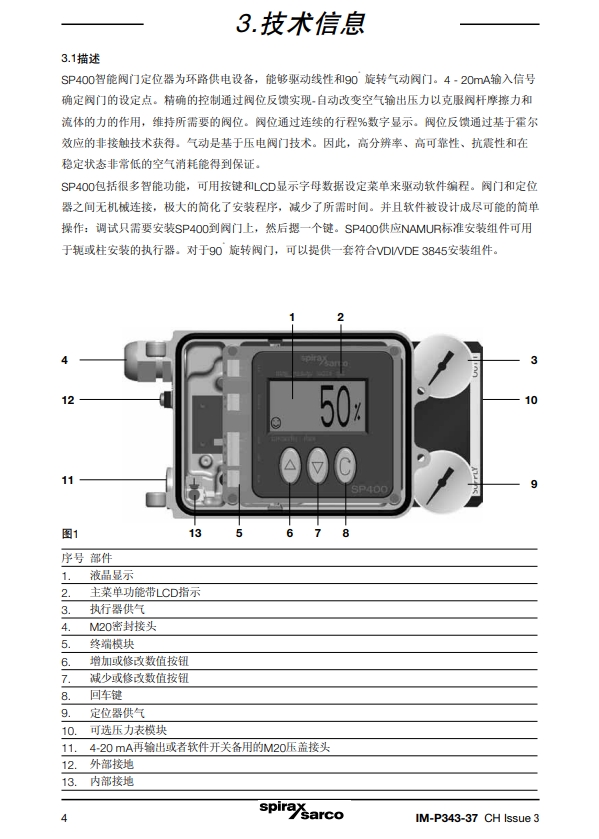 SP400定位器技术信息