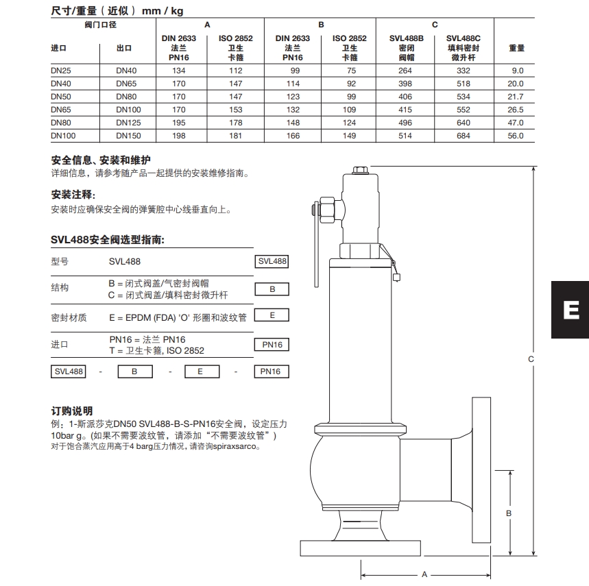 SVL488洁净系统不锈钢安全阀尺寸重量