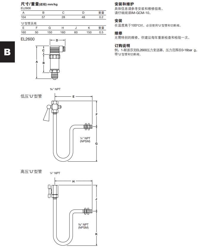 棋牌平台EL2600压力变送器尺寸结构