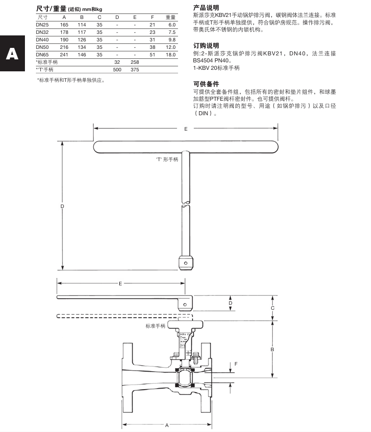 棋牌平台KBV21手动锅炉排污阀尺寸/重量