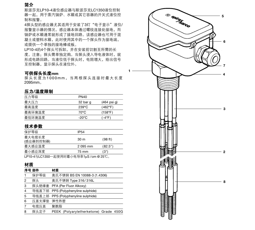 棋牌平台LP10-4 液位感应器技术参数