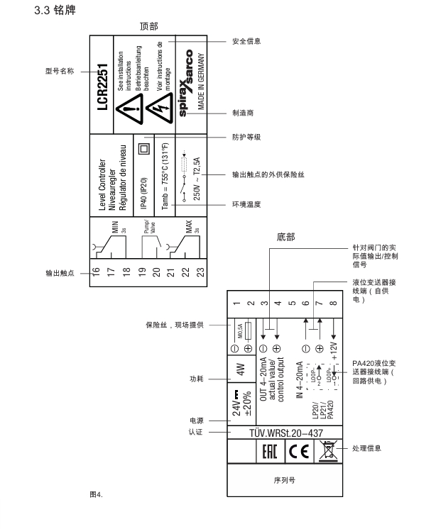 棋牌平台LCR2251液位控制器铭牌