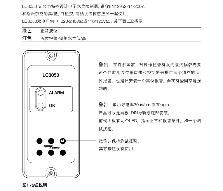 棋牌平台LC3050液位控制器按钮说明书