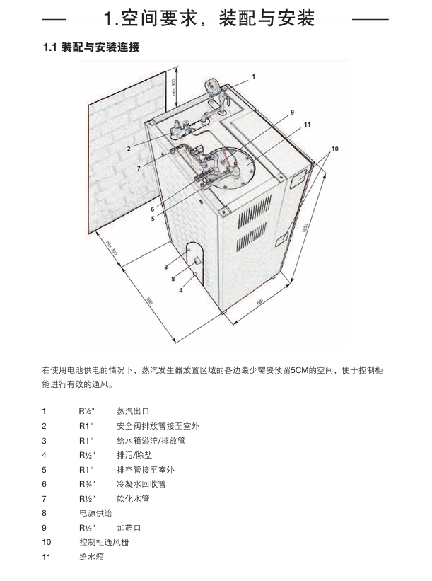 ECSG电蒸汽发生器 E6-72M安装要求